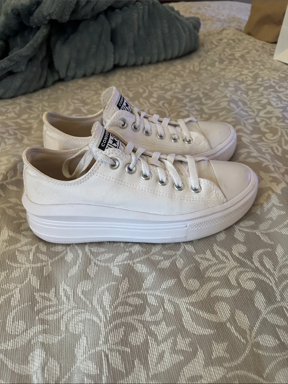 Converse White Canvas Platform Low Tops - Picture 2 of 8